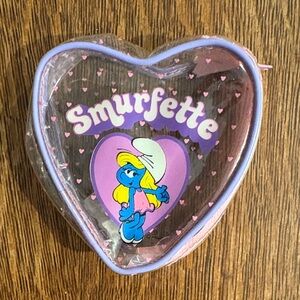 Vintage Valentine Smurfette Heart-Shaped Clear Vinyl Zipper Pouch by Applause